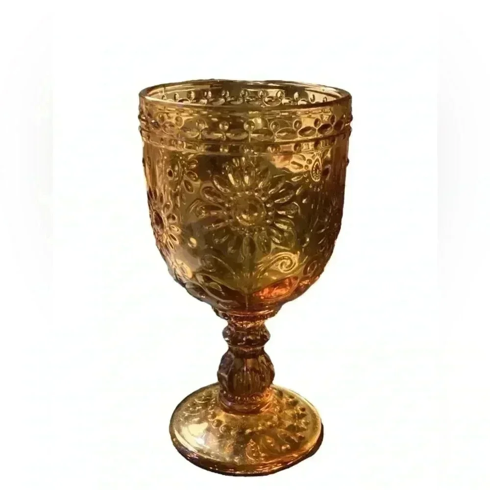 Vintage Wine Glass Goblets Gold Amber Color set of 2 for $25, set of 4 for $40